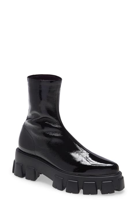 monolith lug sole pointed toe boot prada|prada monolith chelsea boots.